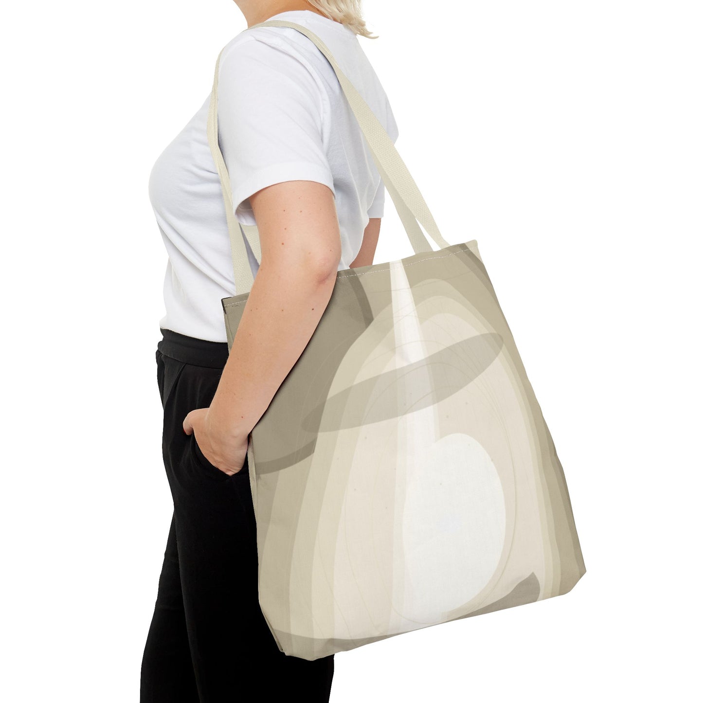 Neutral Abstract Light Beam Tote Bag | Minimalist Geometric Pattern