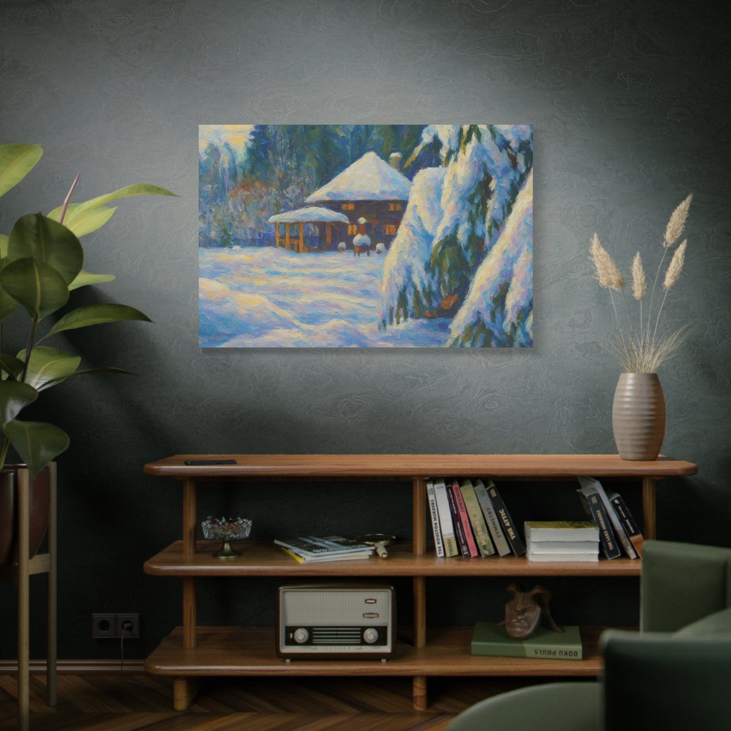 Winter Landscape Canvas Wall Art, Cozy Home Decor, Christmas Gift, Seasonal Artwork, Impressionist Style - TRV