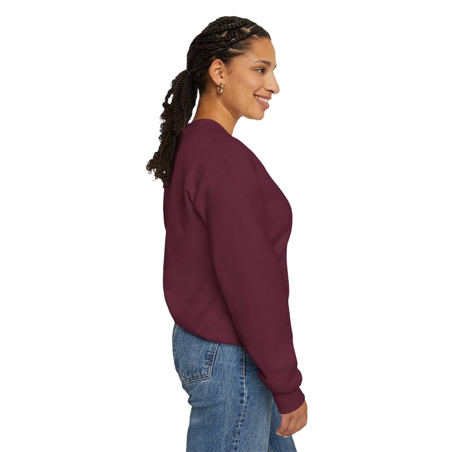Printify vampire portrait crewneck sweatshirt featuring a dark vampire design on soft fabric, perfect for gothic fashion style.