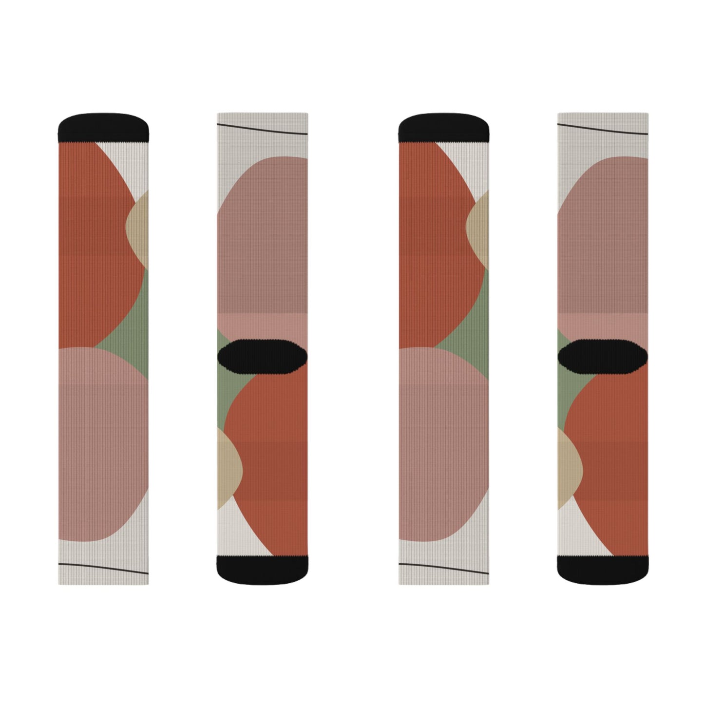 Abstract Geometric Floral Sublimation Socks | Colorblock Crew Socks