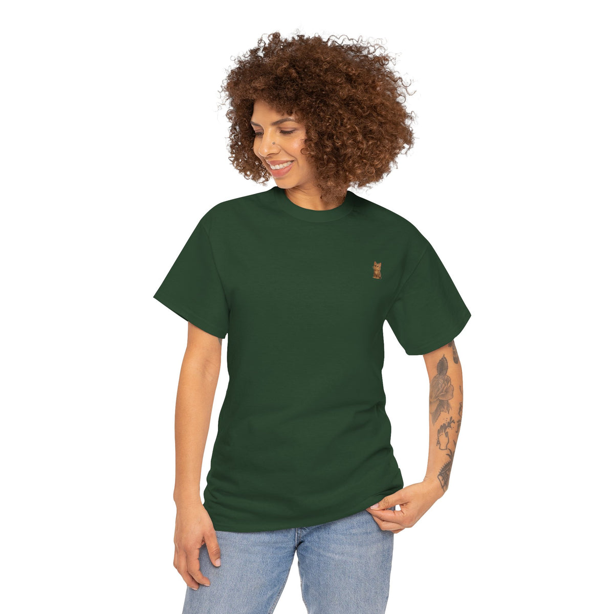 Brown kitten graphic cat lover T-shirt by Printify featuring a cute feline design on a casual tee.