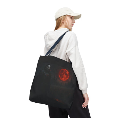 Gothic Dracula tote bag featuring moonlit vampire artwork, perfect as a Halloween gift, by Printify.