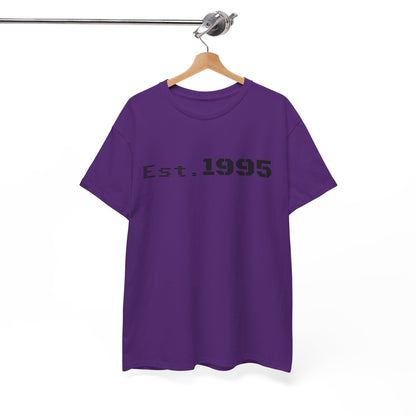 Vintage minimalist Est. 1995 T-shirt by Printify featuring a simple birthday design on a classic cotton tee.