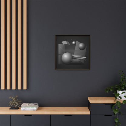 Monochrome Geometric Spheres Canvas Framed Wall Art | Matte Print