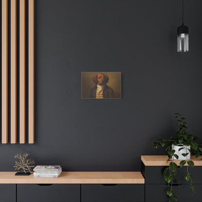 Regal dog portrait printed on matte canvas, featuring a detailed, artistic canine image by Printify.