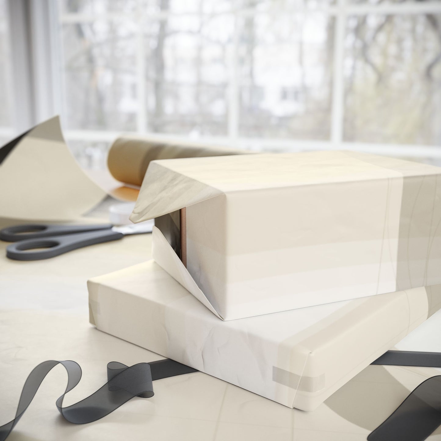 Neutral Abstract Circles Wrapping Paper