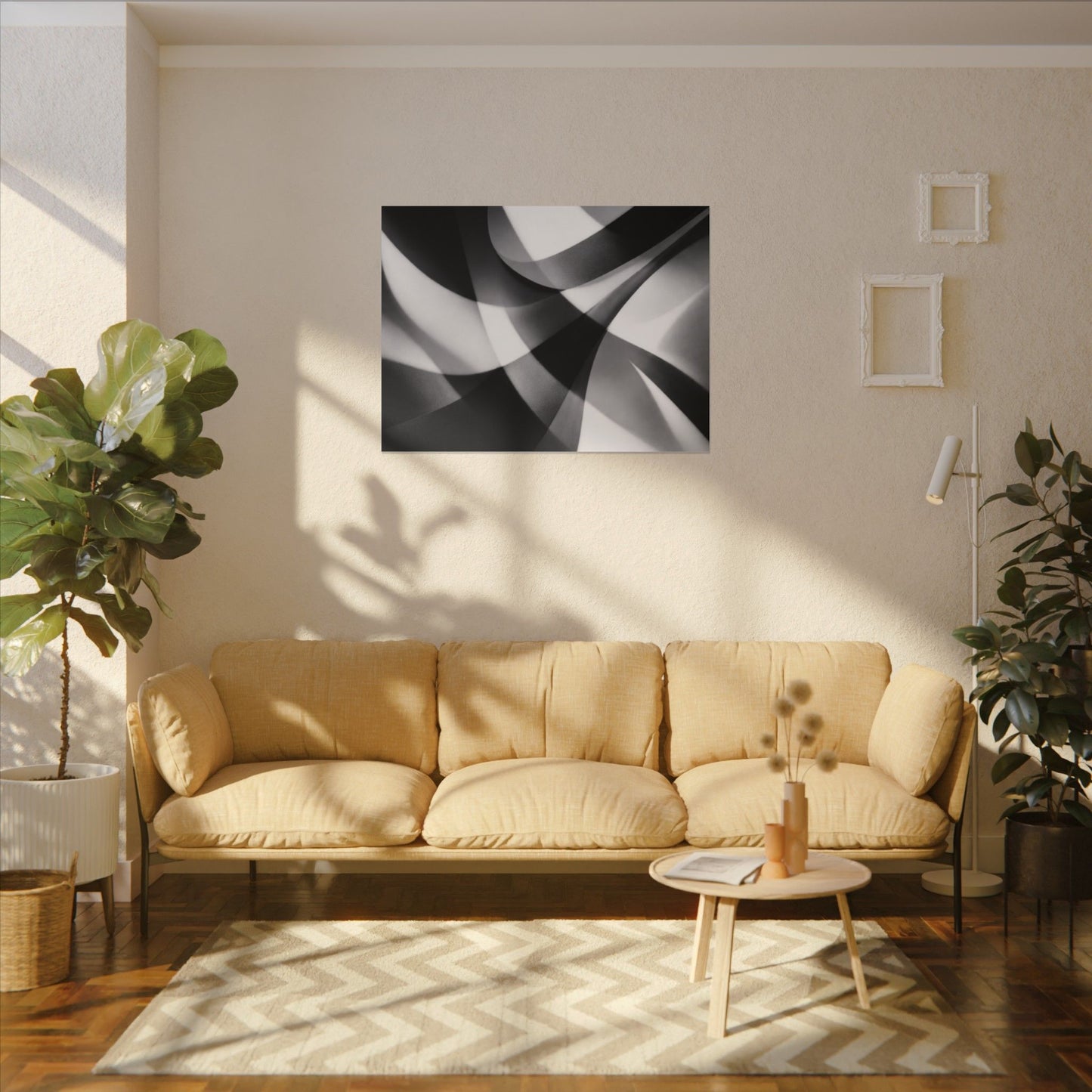 Abstract Black and White Swirl Matte Canvas