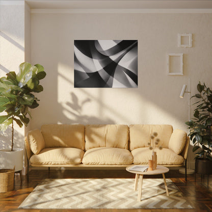 Abstract Black and White Swirl Matte Canvas