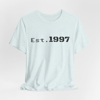 Vintage 1997 Established T-Shirt by Printify featuring a classic design and printed logo on soft cotton fabric.
