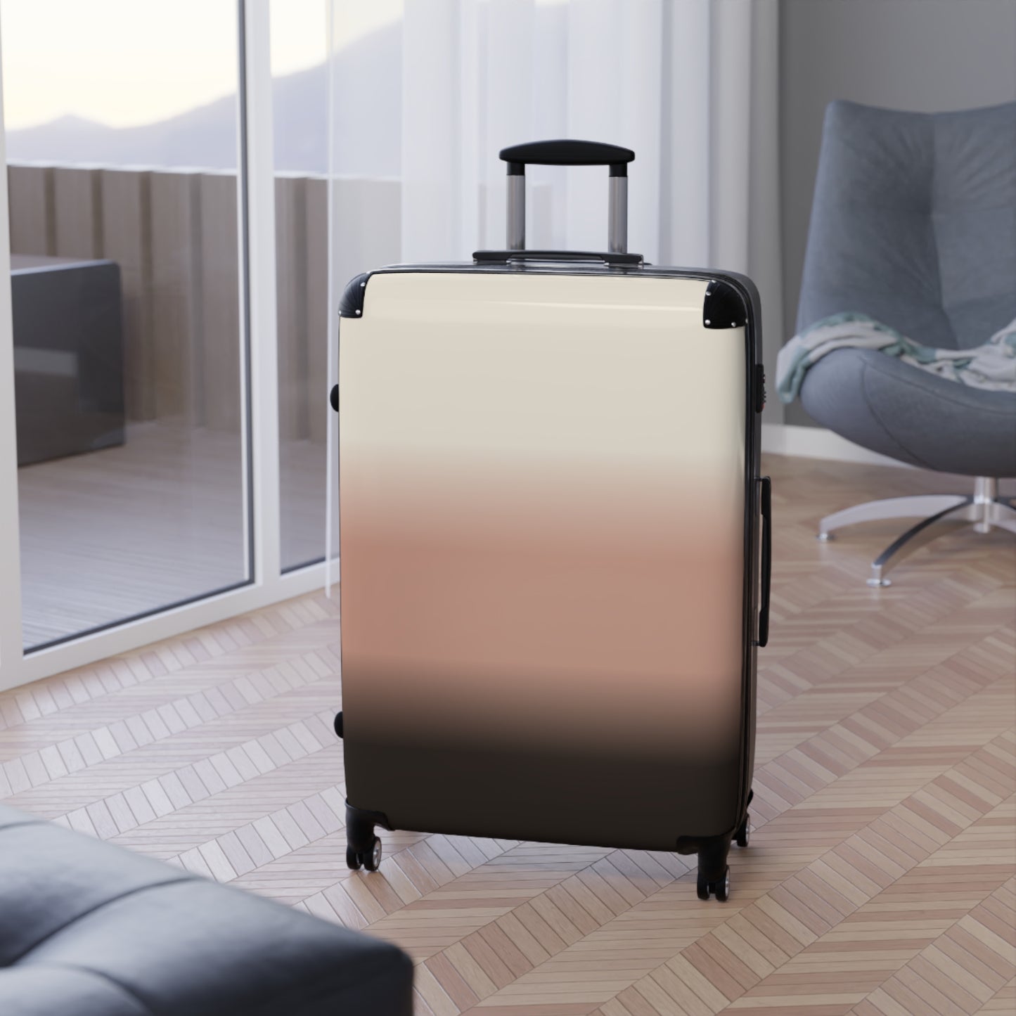Gradient Carry-On Suitcase – Blush to Charcoal Ombre Travel Luggage
