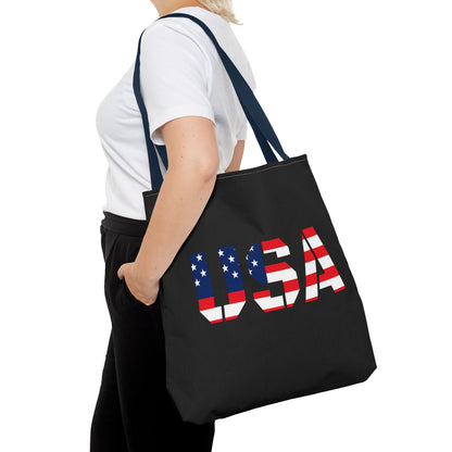 Patriotic USA Print Tote Bag, Reusable Shopping Bag, 4th of July Gift, Summer Carryall, American Flag Style - TRV