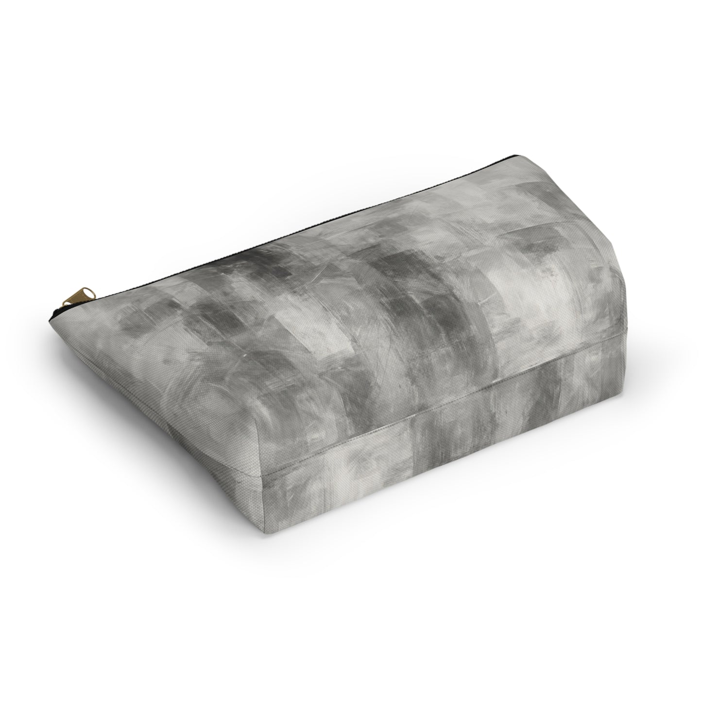 Gray abstract brushstroke accessory pouch from Printify with a soft fabric exterior and artistic design, ideal for organizing small items.