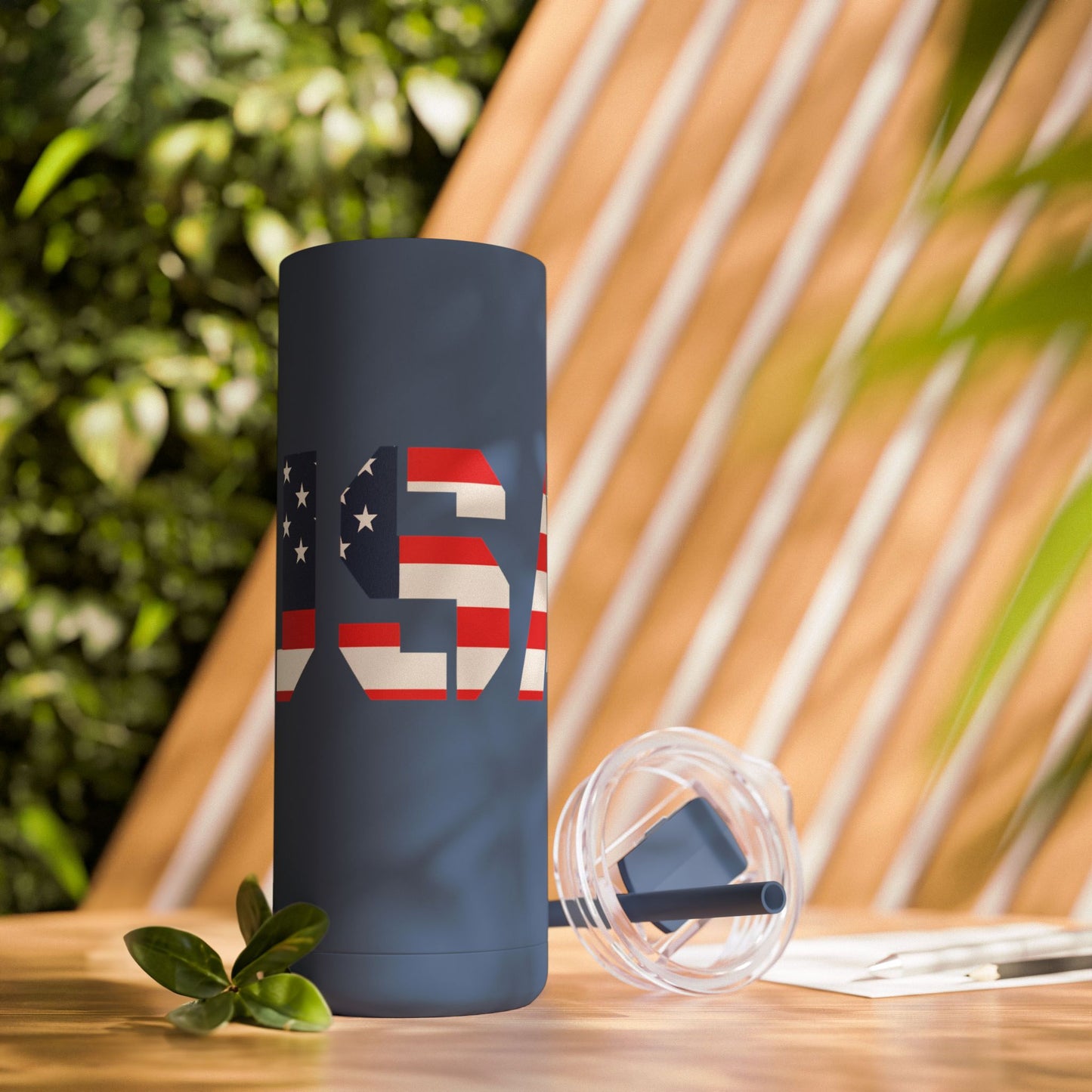 USA Flag Tumbler - 20oz Skinny Matte Drinkware, Travel Mug, Patriotic Gift, Fourth of July, Summer BBQ, Camping, Outdoor - TRV