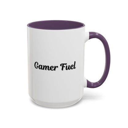 Printify Gamer Fuel coffee mug in 11oz or 15oz size featuring a bold gamer fuel design on a ceramic mug.