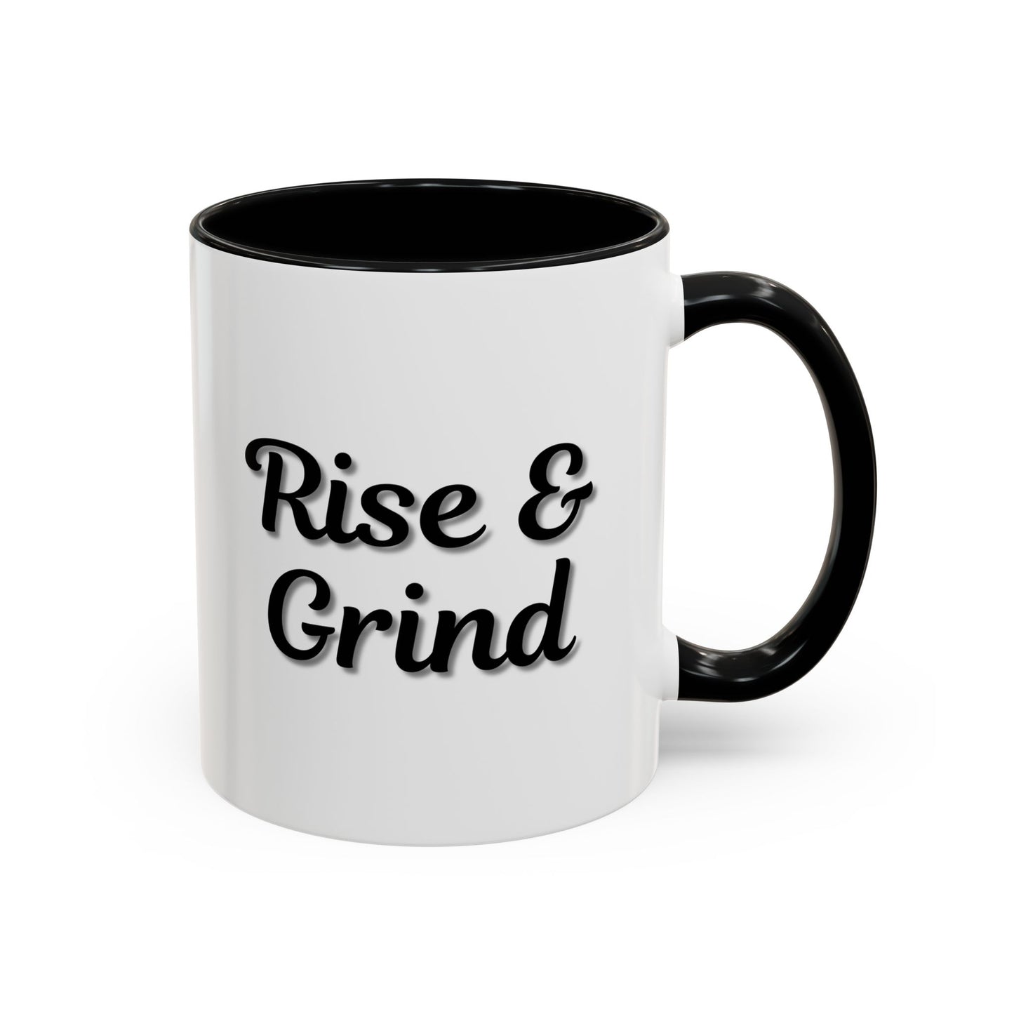 Rise & Grind Coffee Mug – Motivational Black Accent Mug for Daily Inspiration - TRV