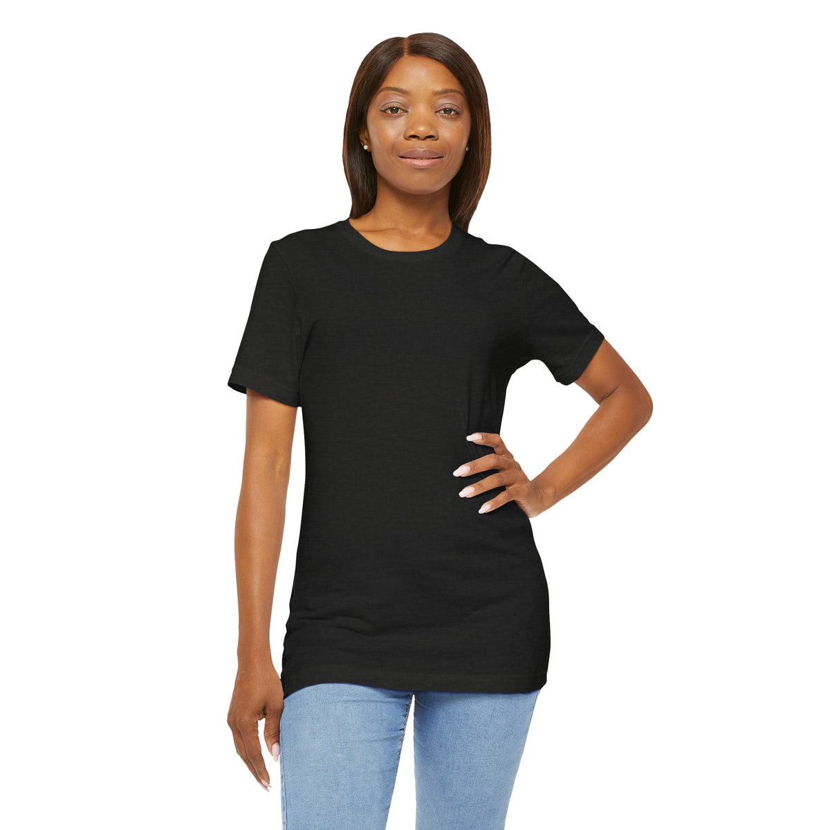 Black graphic T-shirt by Printify featuring "Established 2008" text in a minimalist design.
