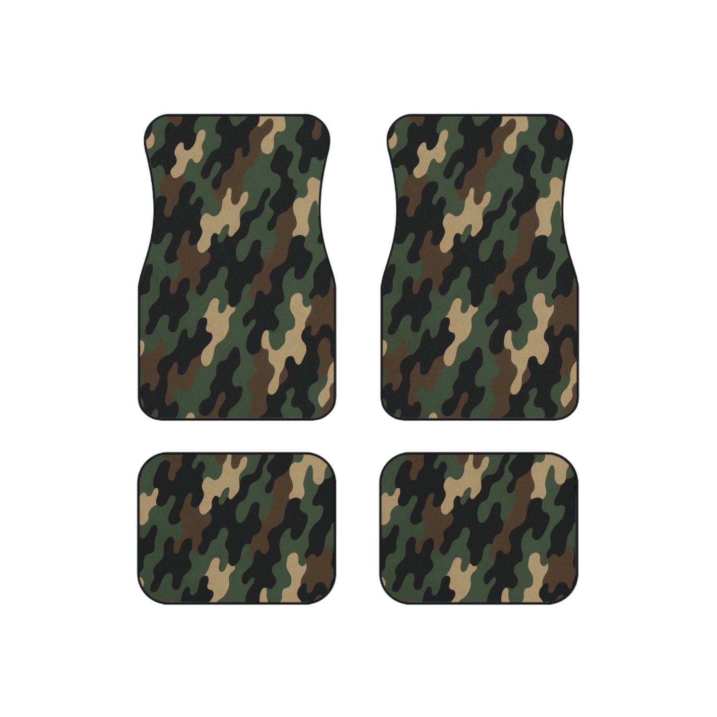 Camo Car Floor Mats (Set of 4) — Green Woodland Pattern