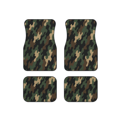 Camo Car Floor Mats (Set of 4) — Green Woodland Pattern