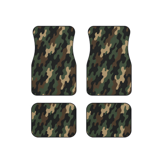 Camo Car Floor Mats (Set of 4) — Green Woodland Pattern