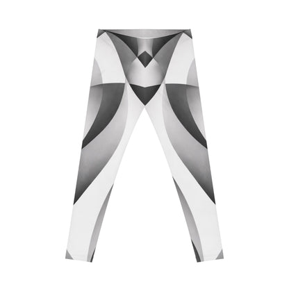 Monochrome Geometric Heart Pattern Leggings | Abstract Black White Design