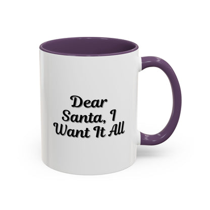 Dear Santa Accent Coffee Mug - Fun Holiday Mug for Christmas Enthusiasts