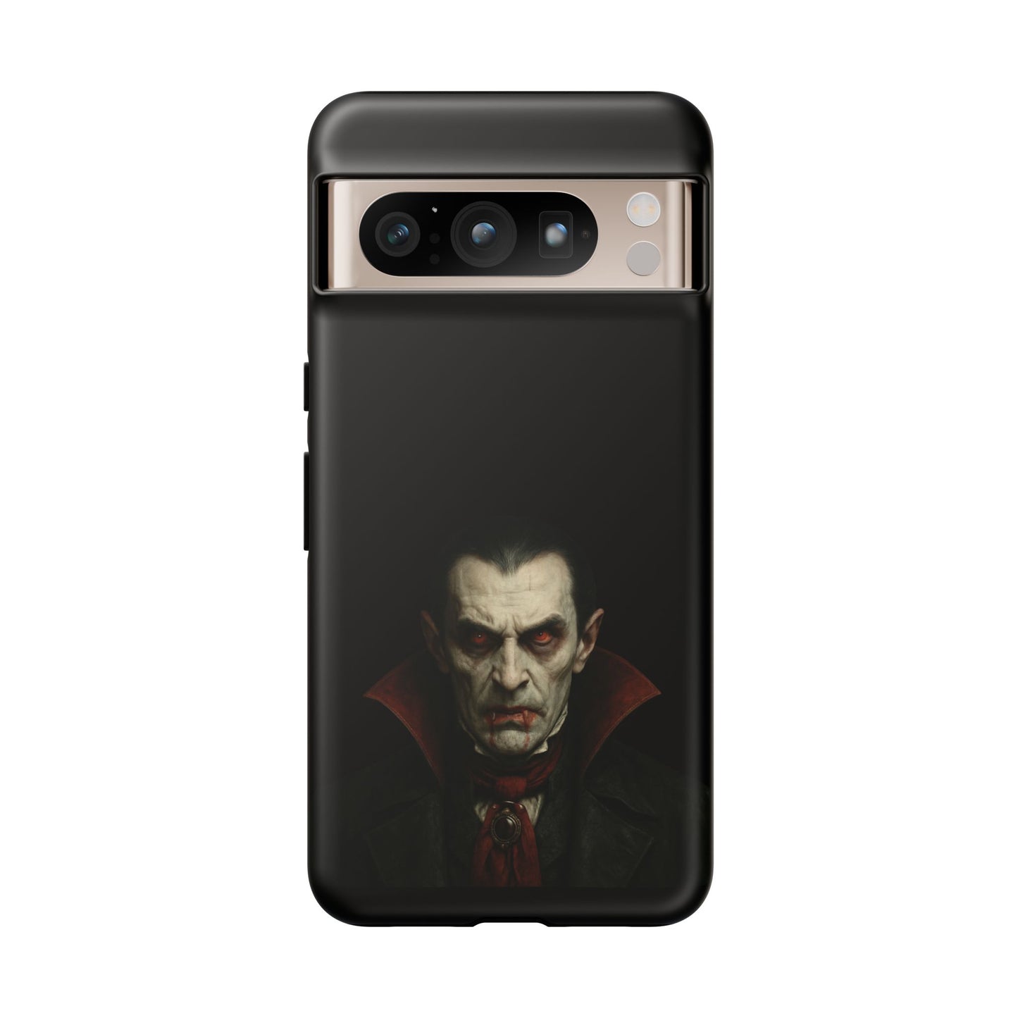 Gothic vampire portrait phone case for iPhone featuring Dracula horror design, made by Printify with detailed vampire artwork.