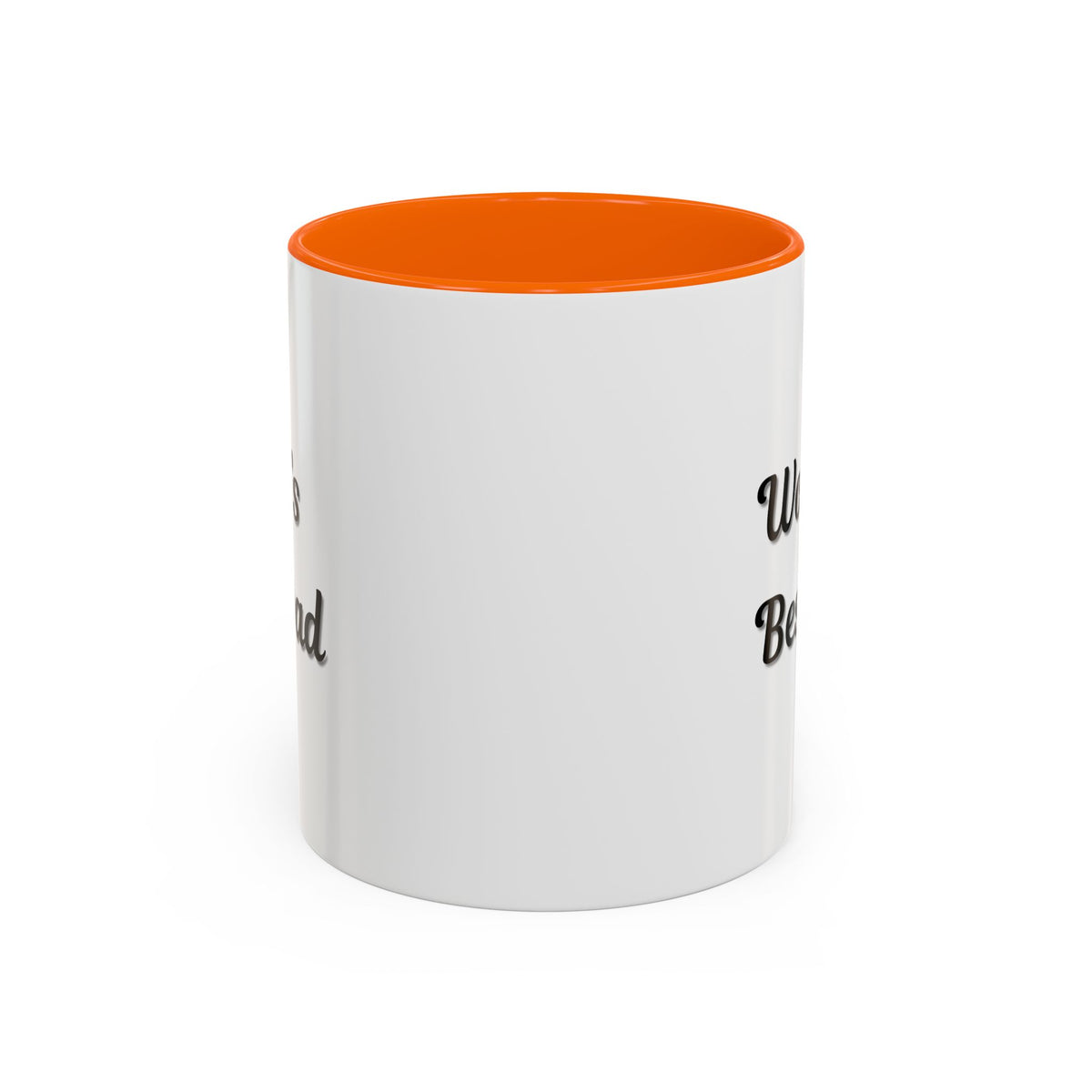 Black trim coffee mug with "World's Best Dad" accent print, 11oz or 15oz capacity, by Printify.