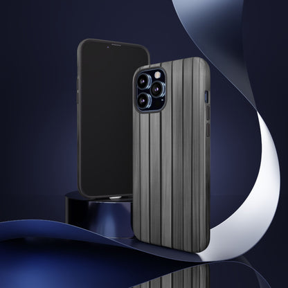 Ribbed metal texture phone case for iPhone, tough protective cover by Printify, showing the sleek, durable design.