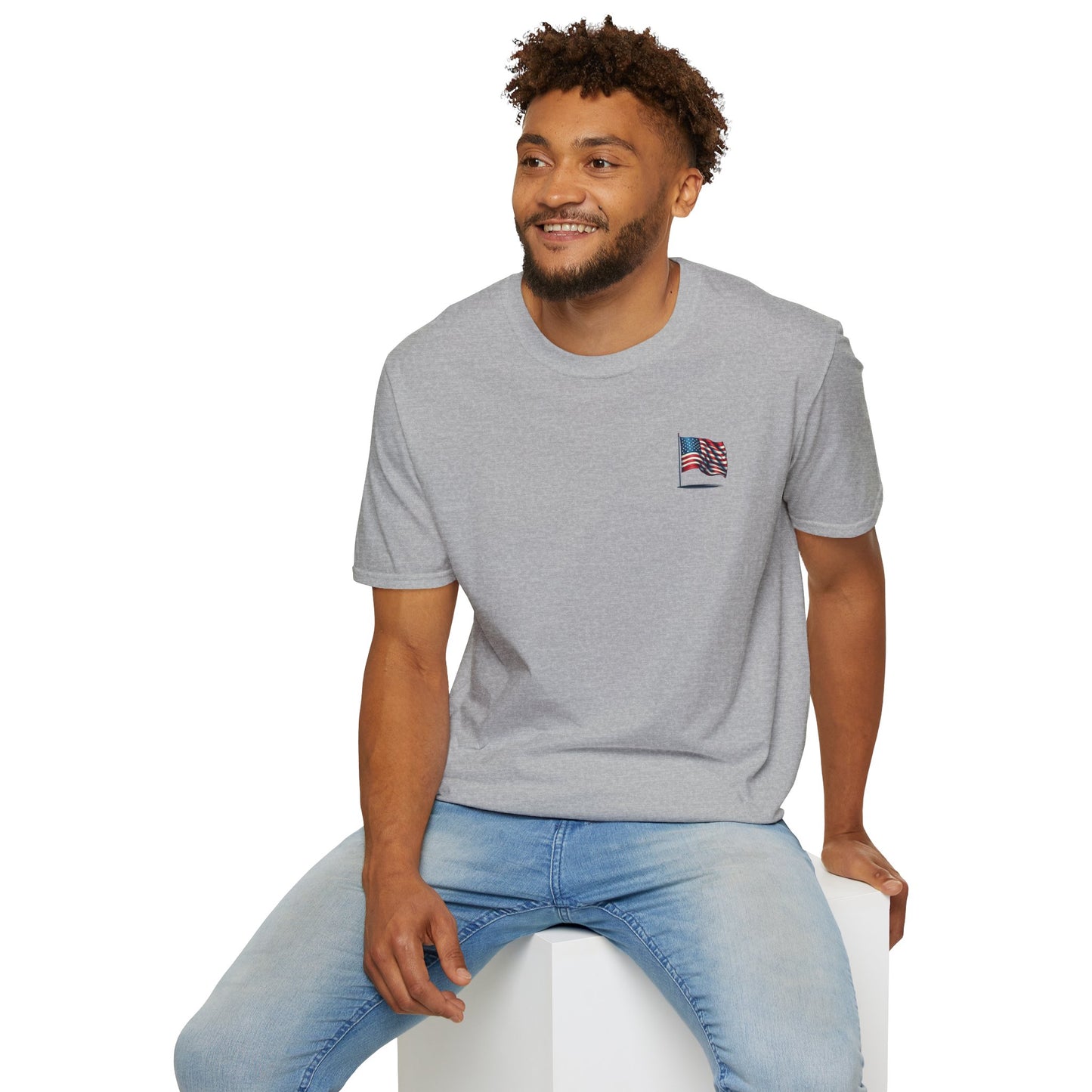 Patriotic Unisex Softstyle T-Shirt, American Flag Tee, USA Pride Shirt, Perfect for Independence Day, Casual Wear - TRV
