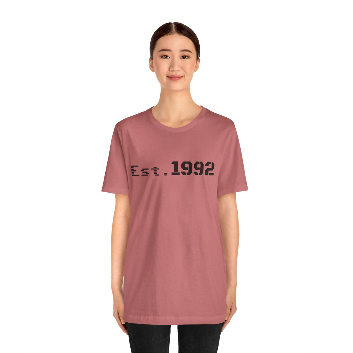 Retro vintage Est. 1992 T-shirt by Printify featuring classic design and bold text on a comfortable cotton tee.