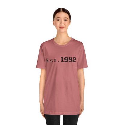 Retro vintage Est. 1992 T-shirt by Printify featuring classic design and bold text on a comfortable cotton tee.