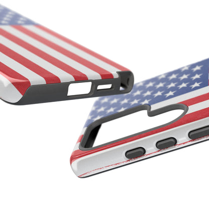 American flag tough phone case for iPhone, durable patriotic print, rugged protective cover by Printify.