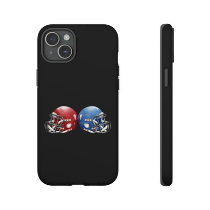 Red and blue football helmet tough phone case for iPhone, protective Printify cover with detailed helmet design.