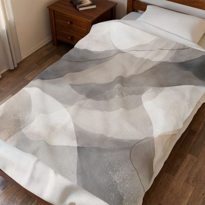 Neutral Abstract Watercolor Blanket | Modern Geometric Waves Throw