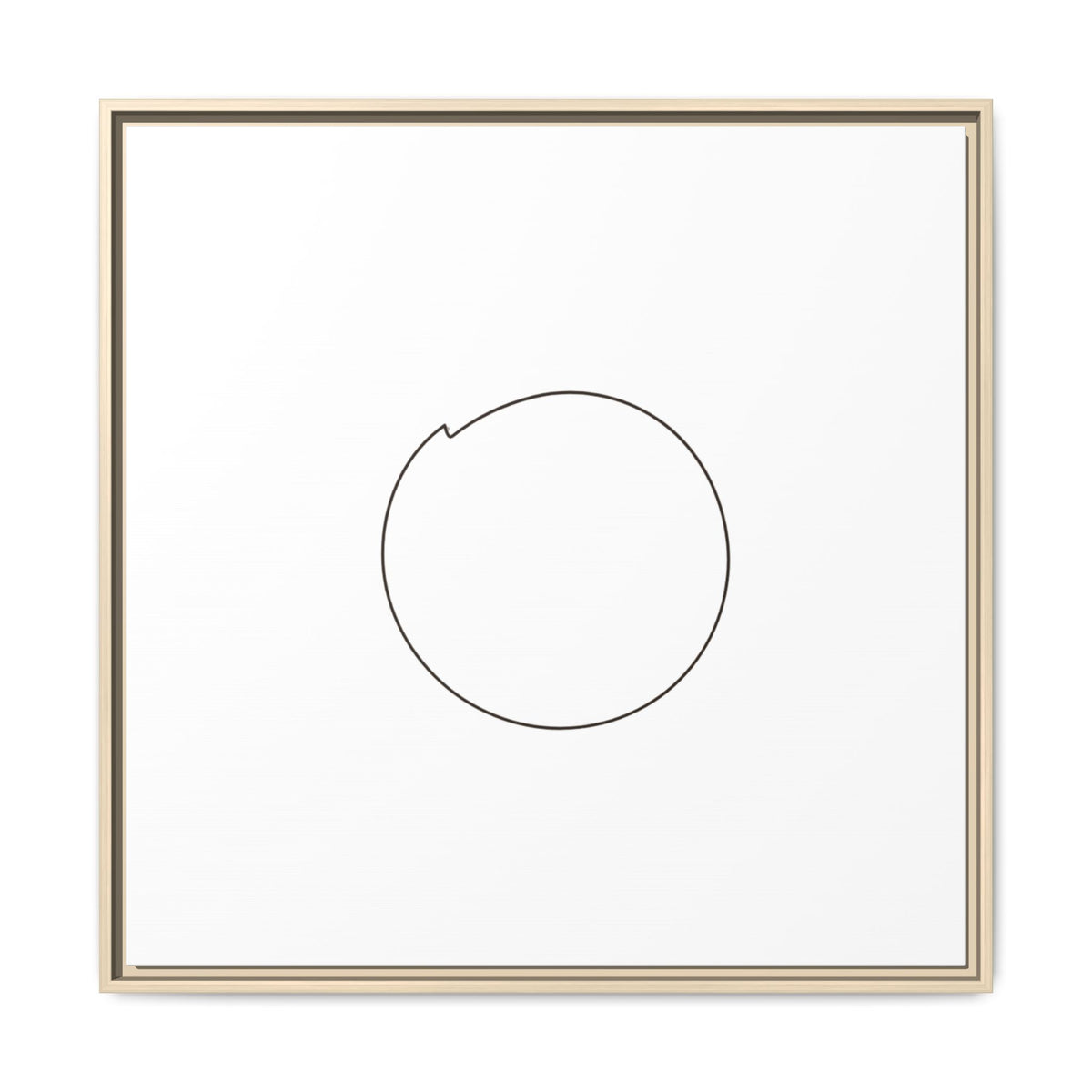 Framed matte canvas wall art featuring a minimal circular line design, showcasing modern abstract artwork by Printify.
