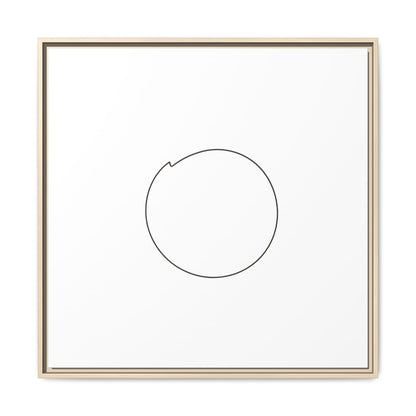 Framed matte canvas wall art featuring a minimal circular line design, showcasing modern abstract artwork by Printify.