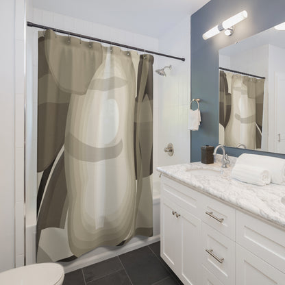 Neutral Abstract Shapes Shower Curtain | Modern Beige Geometric Bath Decor