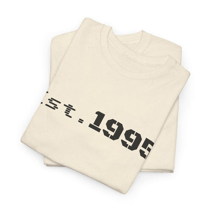 Vintage minimalist Est. 1995 T-shirt by Printify featuring a simple birthday design and classic style for a retro look.