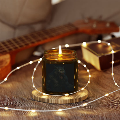 Soy Blend Candle — Coconut Apricot Wax, Black Cat Howl Artwork (4oz & 9oz)