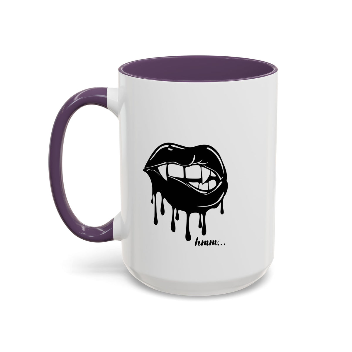 Black accent Dripping Bite coffee mug by Printify, 11oz or 15oz, featuring a unique dripping bite design on ceramic surface.