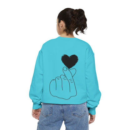Unisex Garment-Dyed Sweatshirt with Heart Design - Cozy & Stylish
