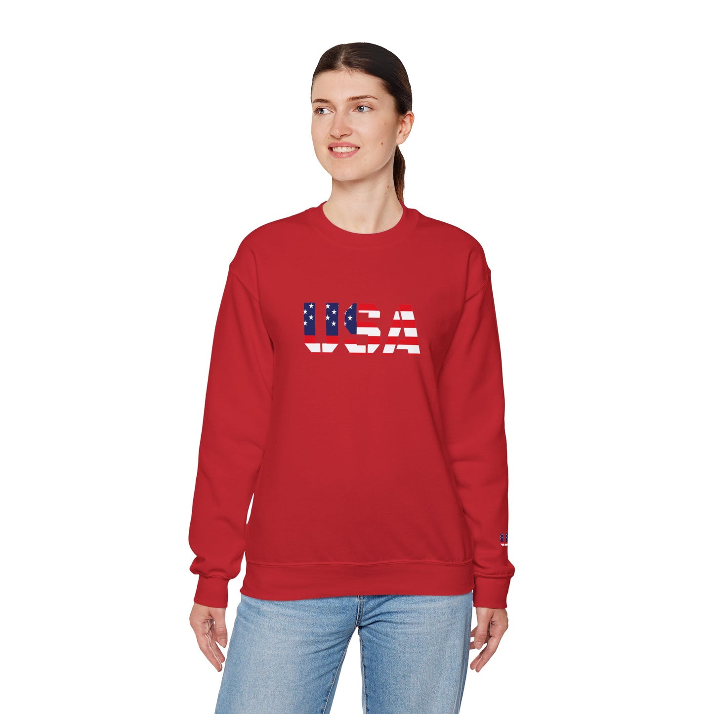 USA Flag Unisex Crewneck Sweatshirt, Cozy Apparel, Casual Wear, Independence Day Gift, Americana Style