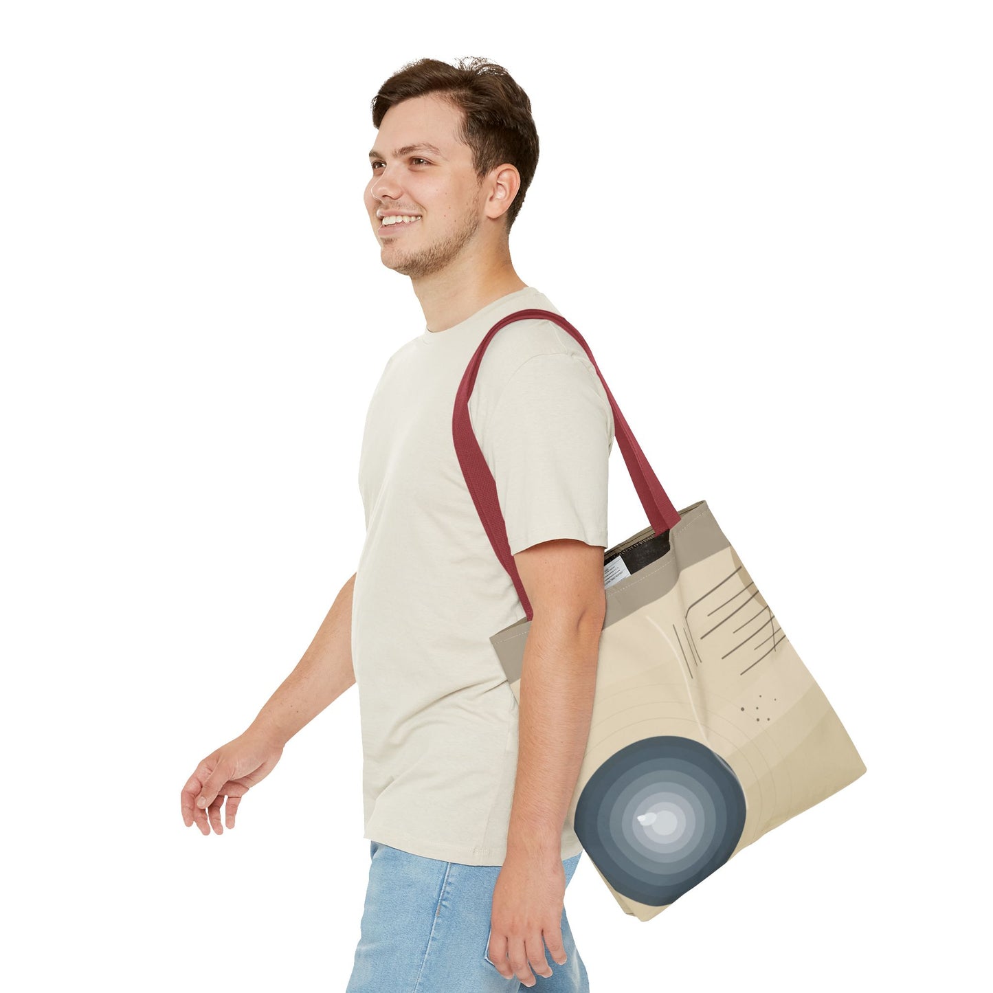 Abstract Neutral Waves Tote Bag | Geometric Circle Pattern