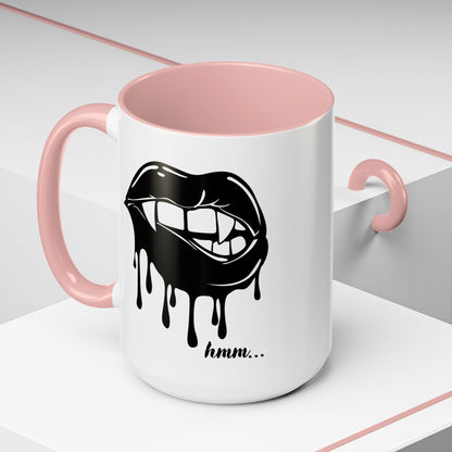 Dripping Lip Coffee Mug – "hmm..." Accent Ceramic Mug (11/15oz)