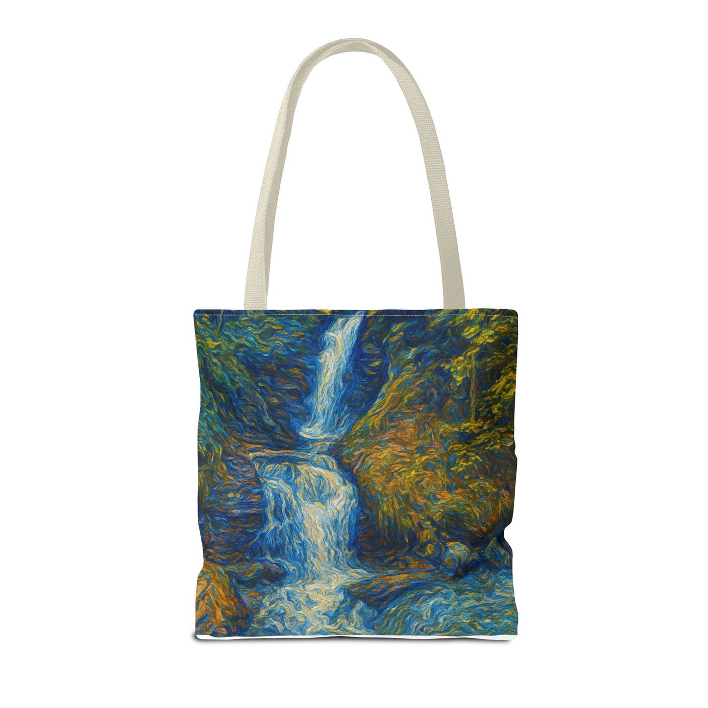 Nature-Inspired Tote Bag, Artistic Eco-Friendly Shopper, Waterfall Design, Reusable Market Bag, Gift for Nature Lovers - TRV