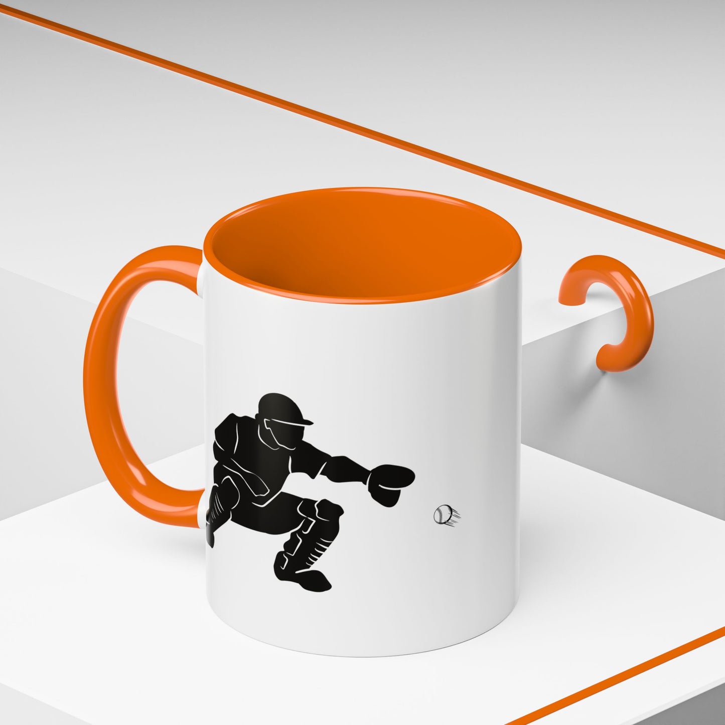 Baseball Catcher Coffee Mug, Sports Gift for Coaches, Black Accent Mug for Fans, Perfect for Birthdays & Celebrations, Unique Cup - TRV