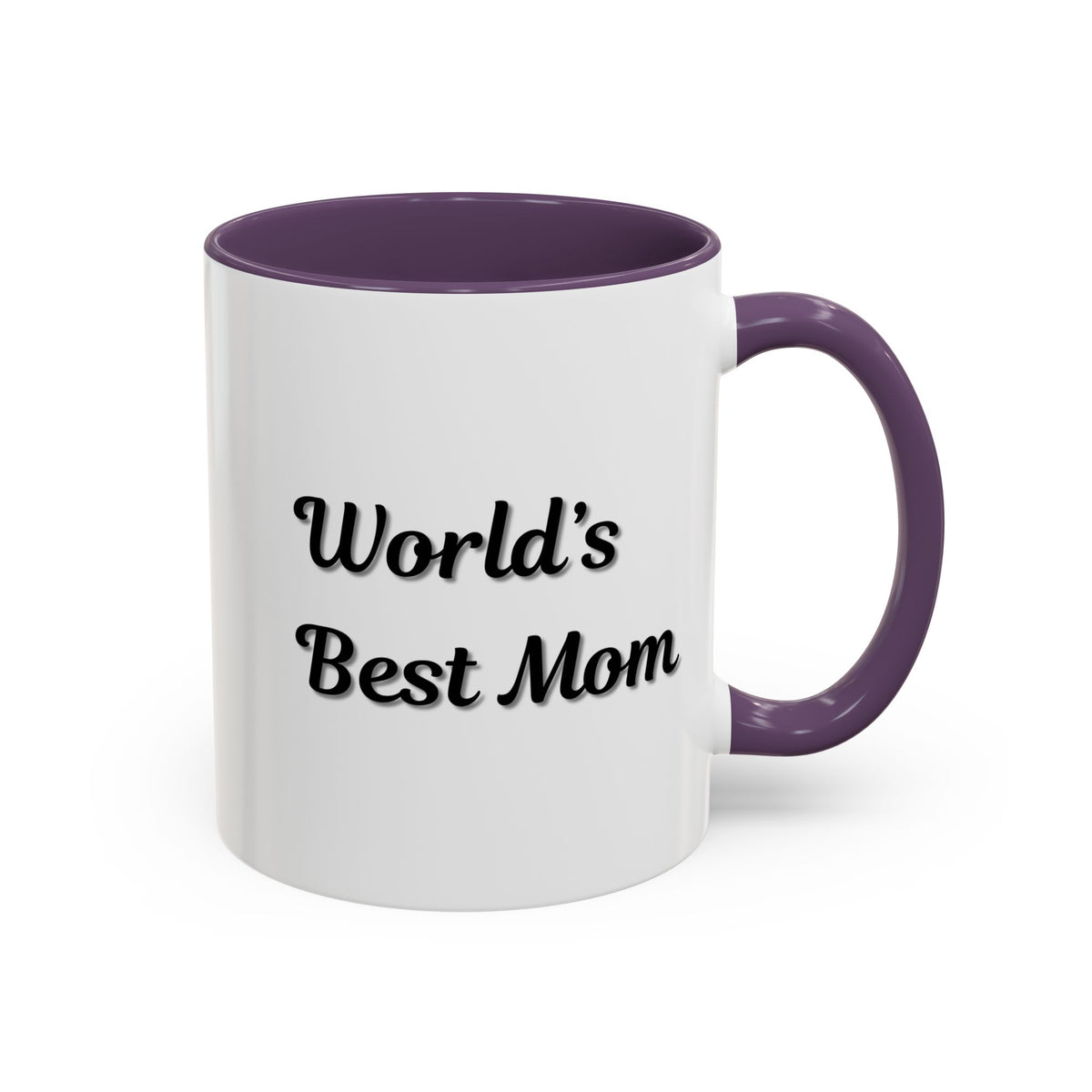 Black-trim ceramic coffee mug with "World's Best Mom" accent text, perfect for Mother's Day, by Printify.