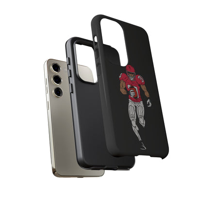 Black football player tough phone case for iPhone with sports design, protective and durable by Printify.