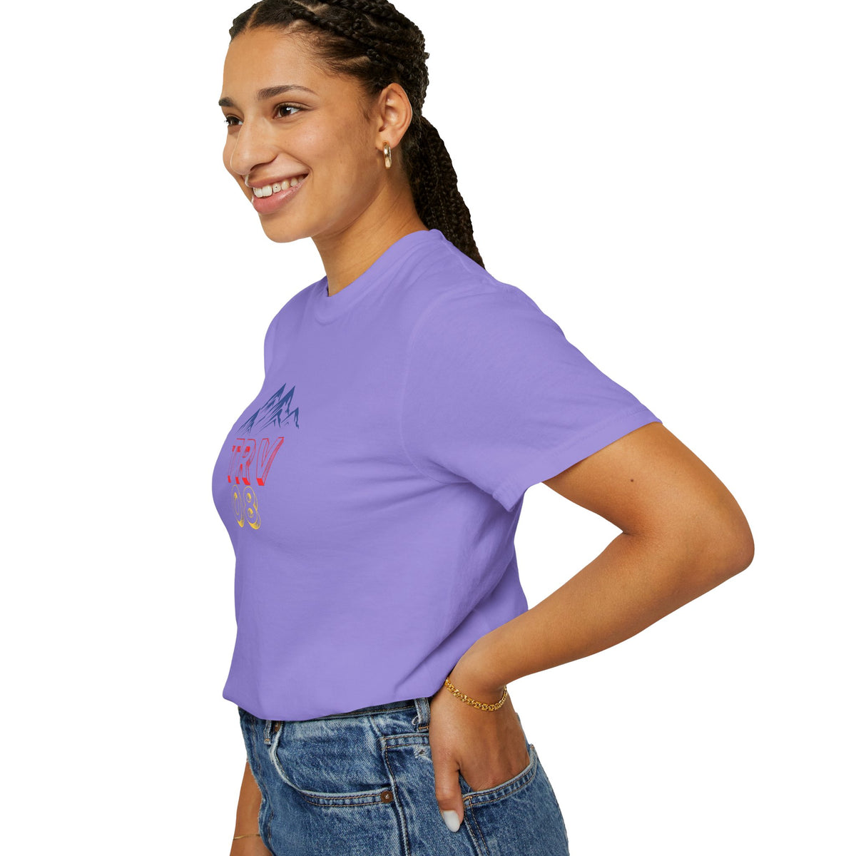 Unisex garment-dyed T-shirt with TRV08 Logo print by Printify, soft fabric, casual fit, displayed on a plain background.
