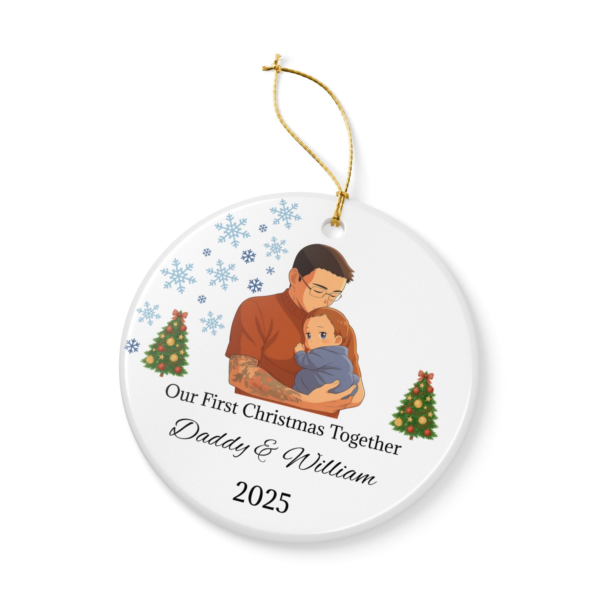 Daddy and Baby Personalized Ceramic Ornaments, Our First Christmas Together | 2025 Keepsake Gift, Holiday Decor, Tree Decoration, Family - TRV